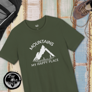 Mountains: My Happy Place | Nature Lover | Outdoor Vibes | Unisex – Shirt