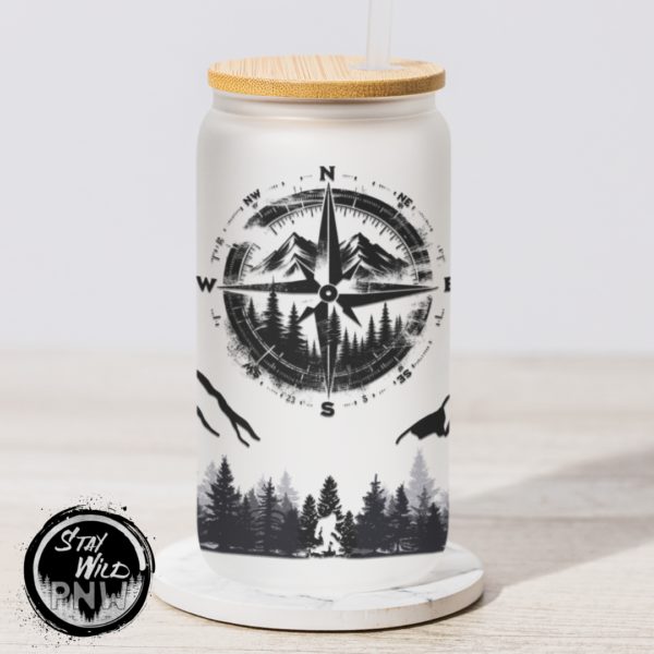 Adventure Awaits | Pacific Northwest | Libbey Can Glass With Lid - 20oz Matte Soda Can Glass - Image 4