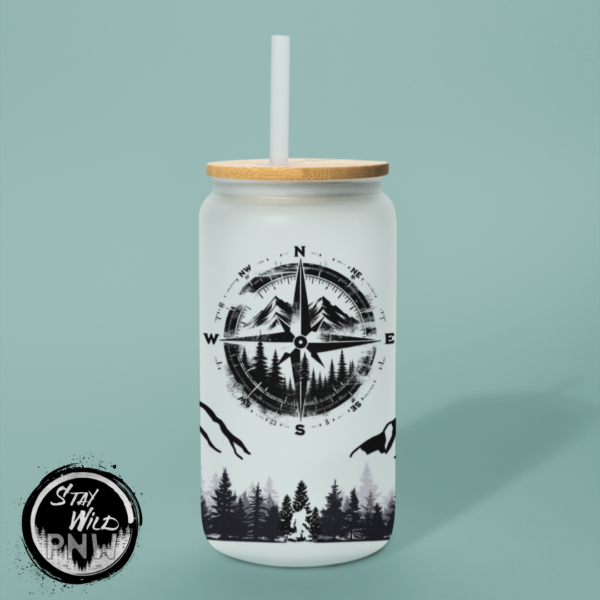 Adventure Awaits | Pacific Northwest | Libbey Can Glass With Lid - 20oz Matte Soda Can Glass