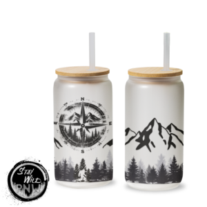 Adventure Awaits | Pacific Northwest | Libbey Can Glass With Lid – 20oz Matte Soda Can Glass