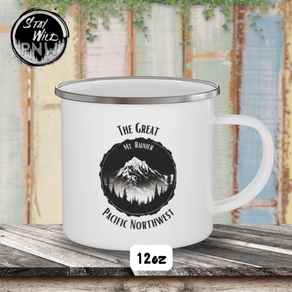 The Great Pacific Northwest | Mount Rainier Mug | PNW -  Enamel Mug