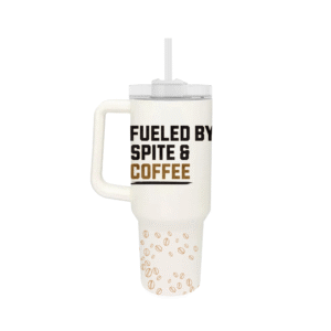 Fueled by Spite & Coffee | Funny Coffee Mug | Tumbler With Straw and Lid – 40oz Tumbler