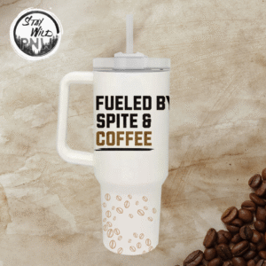Fueled by Spite & Coffee | Funny Coffee Mug | Tumbler With Straw and Lid – 40oz Tumbler