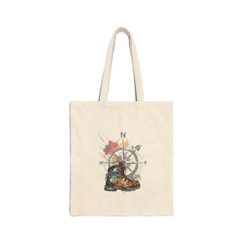 Adventure Awaits Hiking Boot Canvas Tote | Pacific Northwest Tote - Cotton Canvas Tote Bag