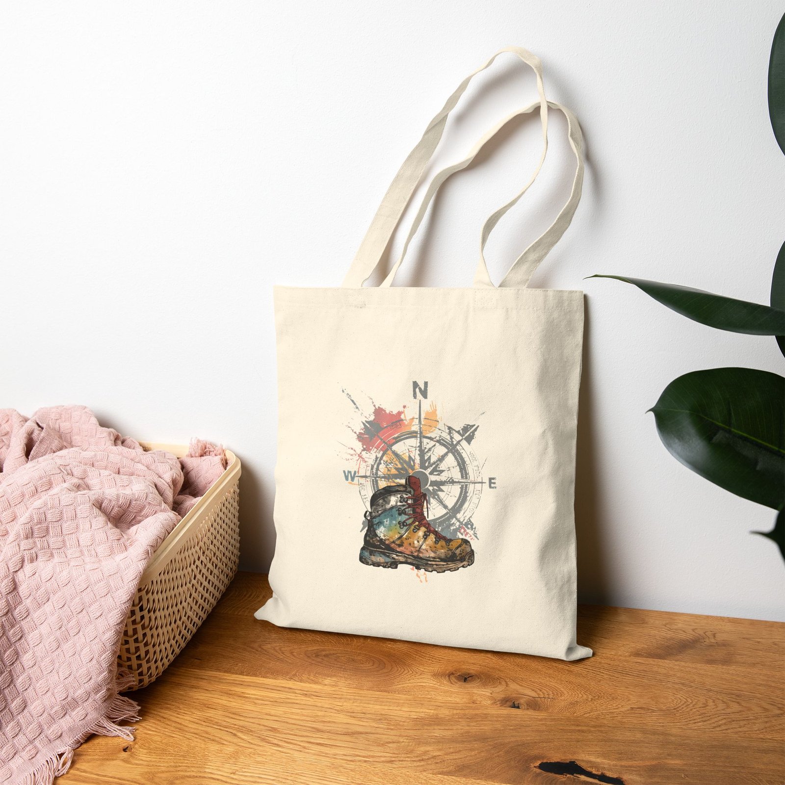 Adventure Awaits Hiking Boot Canvas Tote | Pacific Northwest Tote - Cotton Canvas Tote Bag - Image 3