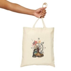 Adventure Awaits Hiking Boot Canvas Tote | Pacific Northwest Tote – Cotton Canvas Tote Bag