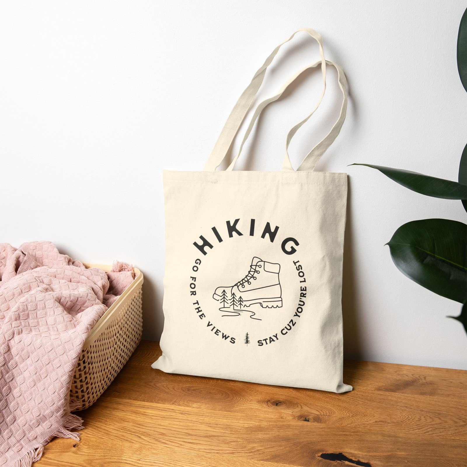 Hiking Go For The Views Stay Cuz You're Lost | Farmer's Market Tote - Cotton Canvas Tote Bag - Image 3