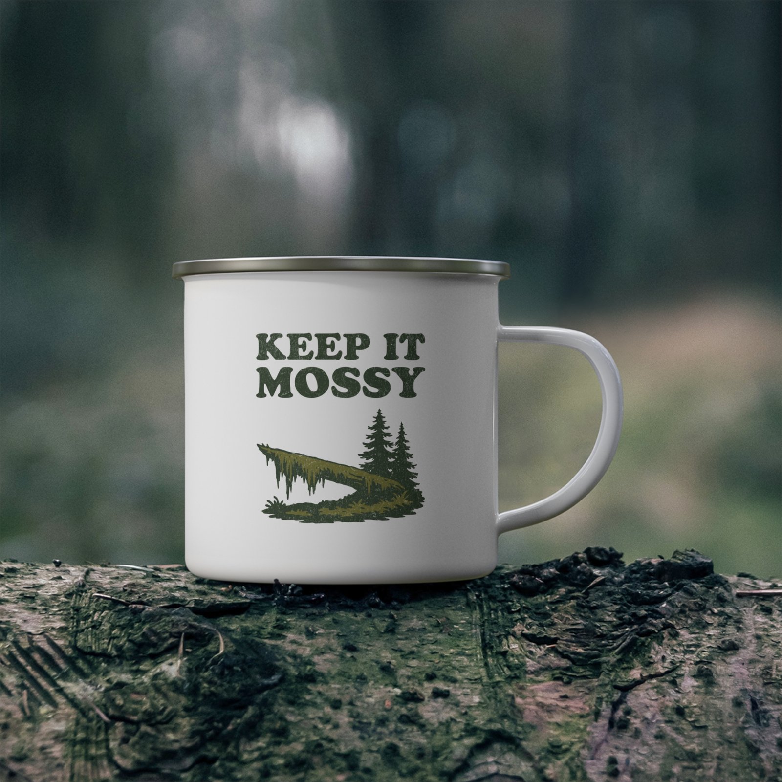 Keep It Mossy | Hiking Camping Mug | Outdoors Gear - Enamel Mug - Image 5
