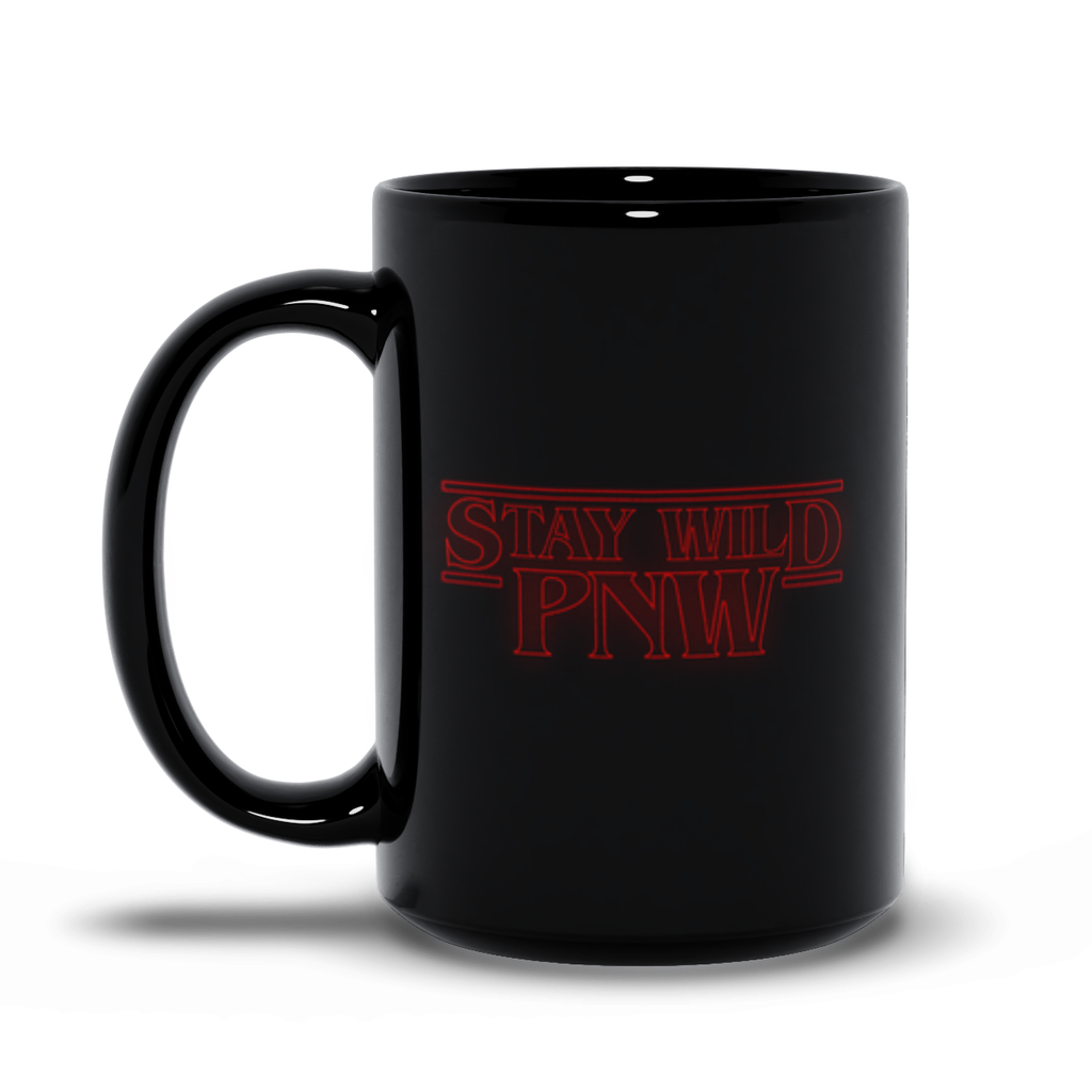 Stay Wild PNW Retro Mug | Pacific Northwest Mug | Retro Coffee Mug - Black Mugs - Image 4