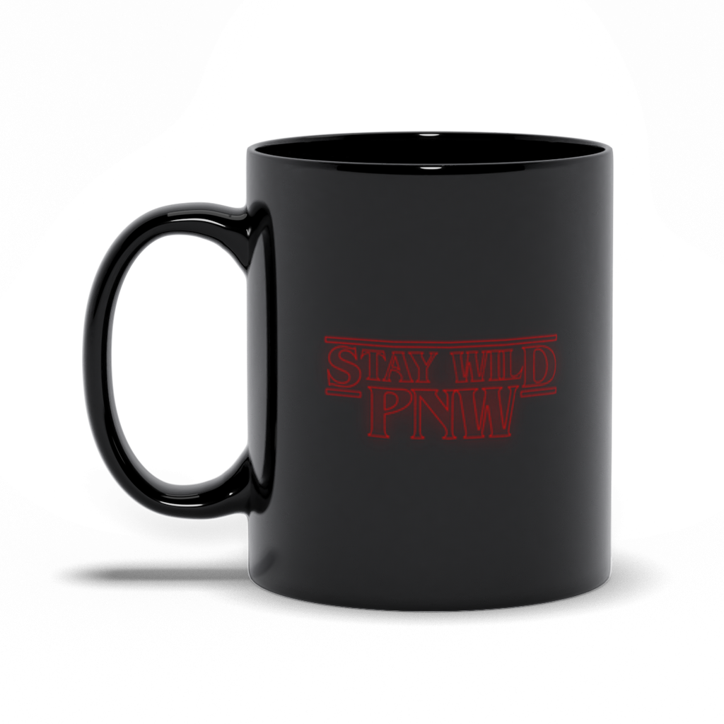 Stay Wild PNW Retro Mug | Pacific Northwest Mug | Retro Coffee Mug - Black Mugs - Image 2