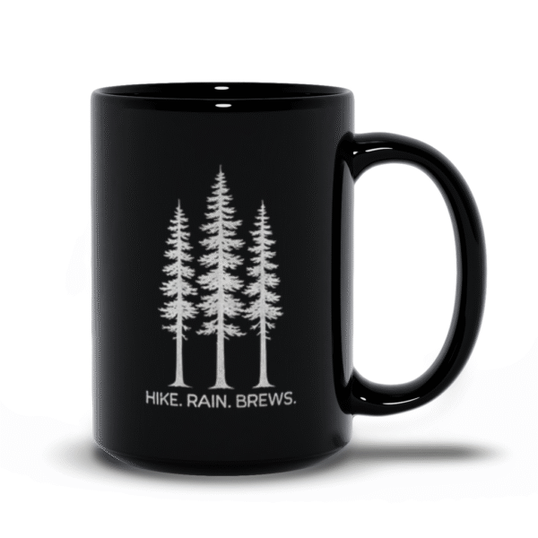 Hike. Rain. Brews. | PNW Mug | Coffee Beer Lover - Black Mugs - Image 5