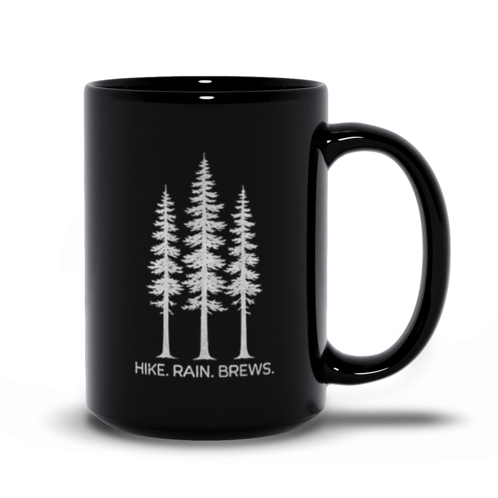 Hike. Rain. Brews. | PNW Mug | Coffee Beer Lover - Black Mugs - Image 5