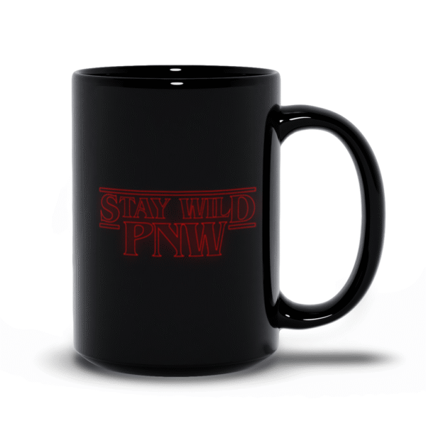 Stay Wild PNW Retro Mug | Pacific Northwest Mug | Retro Coffee Mug - Black Mugs - Image 5