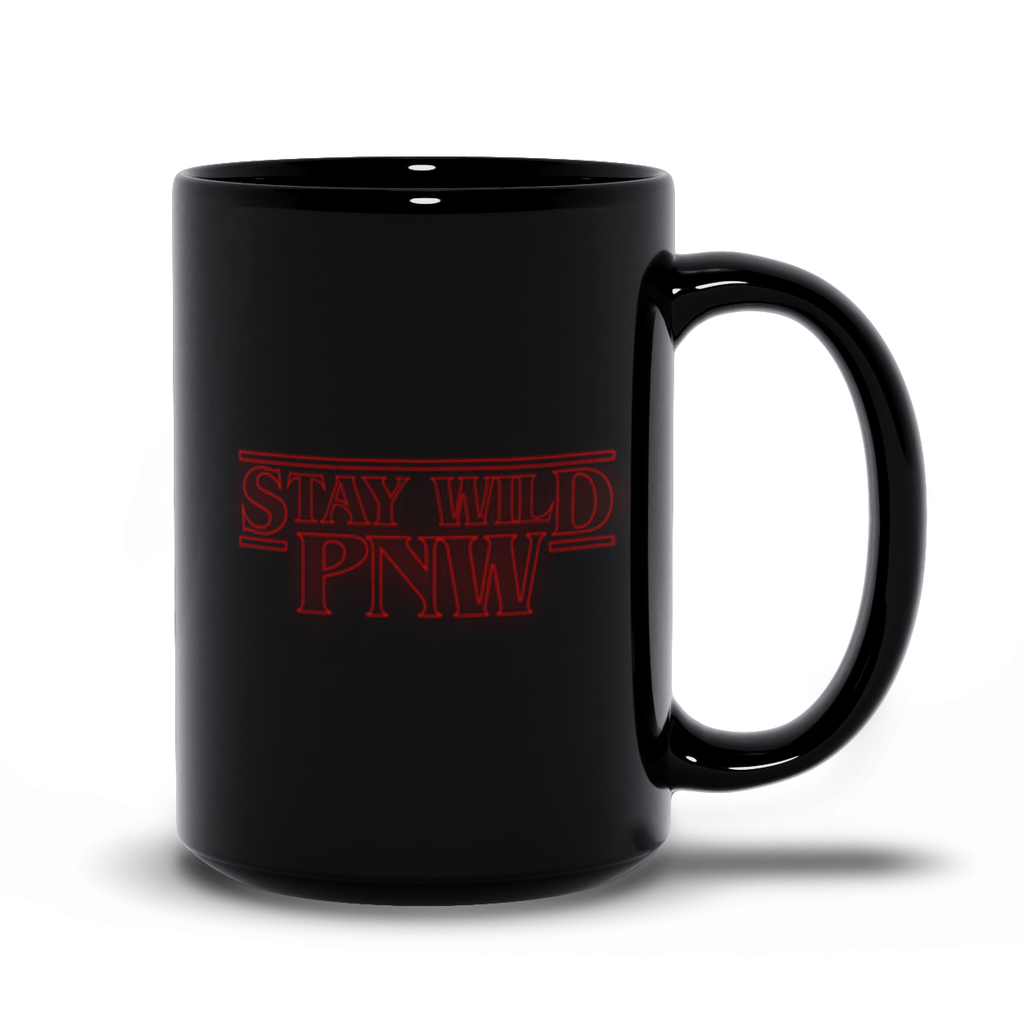 Stay Wild PNW Retro Mug | Pacific Northwest Mug | Retro Coffee Mug - Black Mugs - Image 5