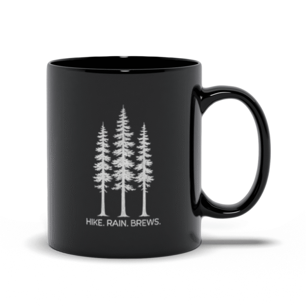 Hike. Rain. Brews. | PNW Mug | Coffee Beer Lover - Black Mugs - Image 3