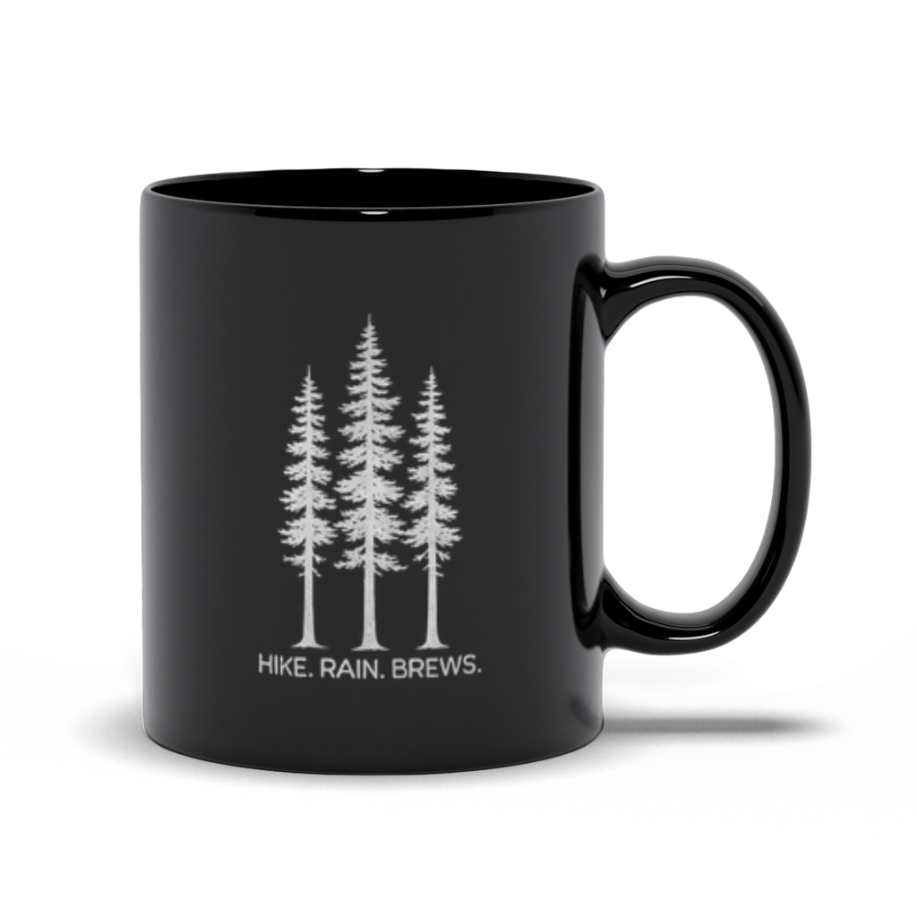 Hike. Rain. Brews. | PNW Mug | Coffee Beer Lover - Black Mugs - Image 3