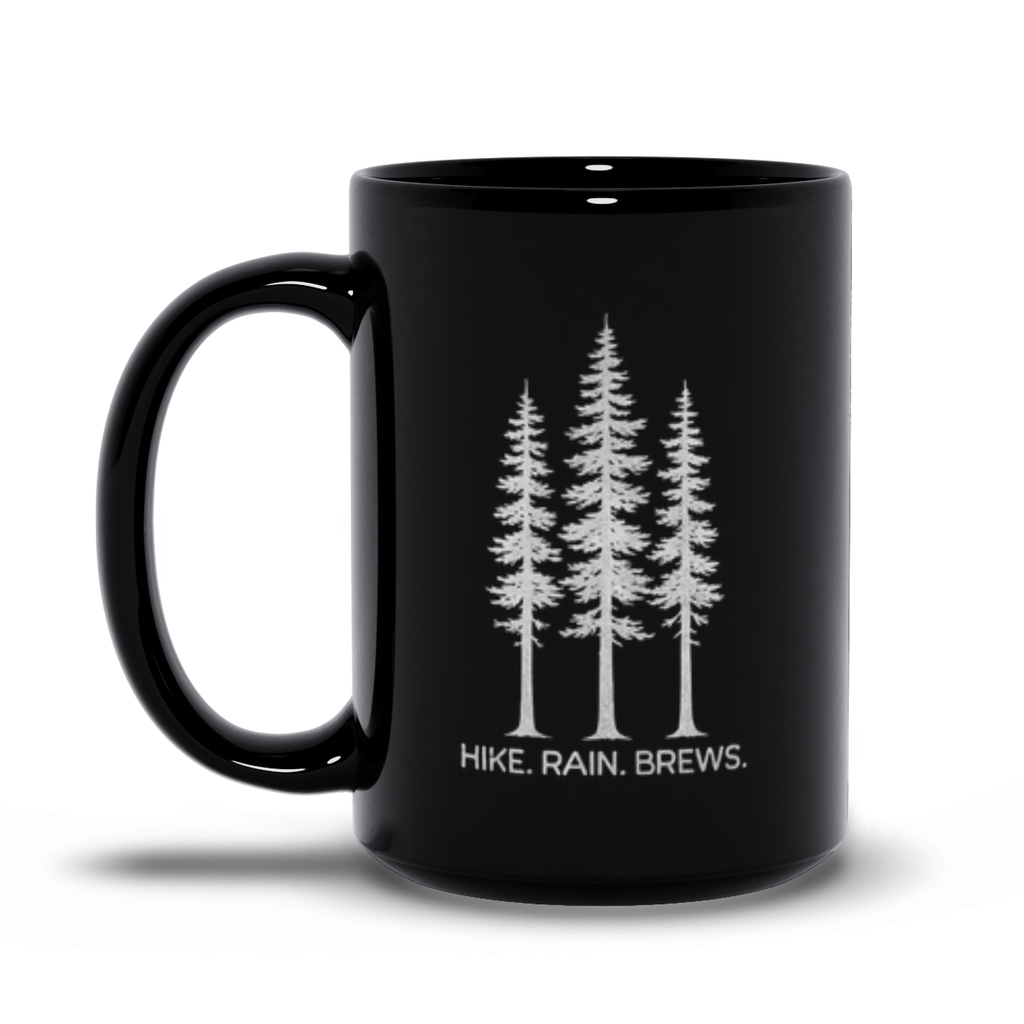 Hike. Rain. Brews. | PNW Mug | Coffee Beer Lover - Black Mugs - Image 4
