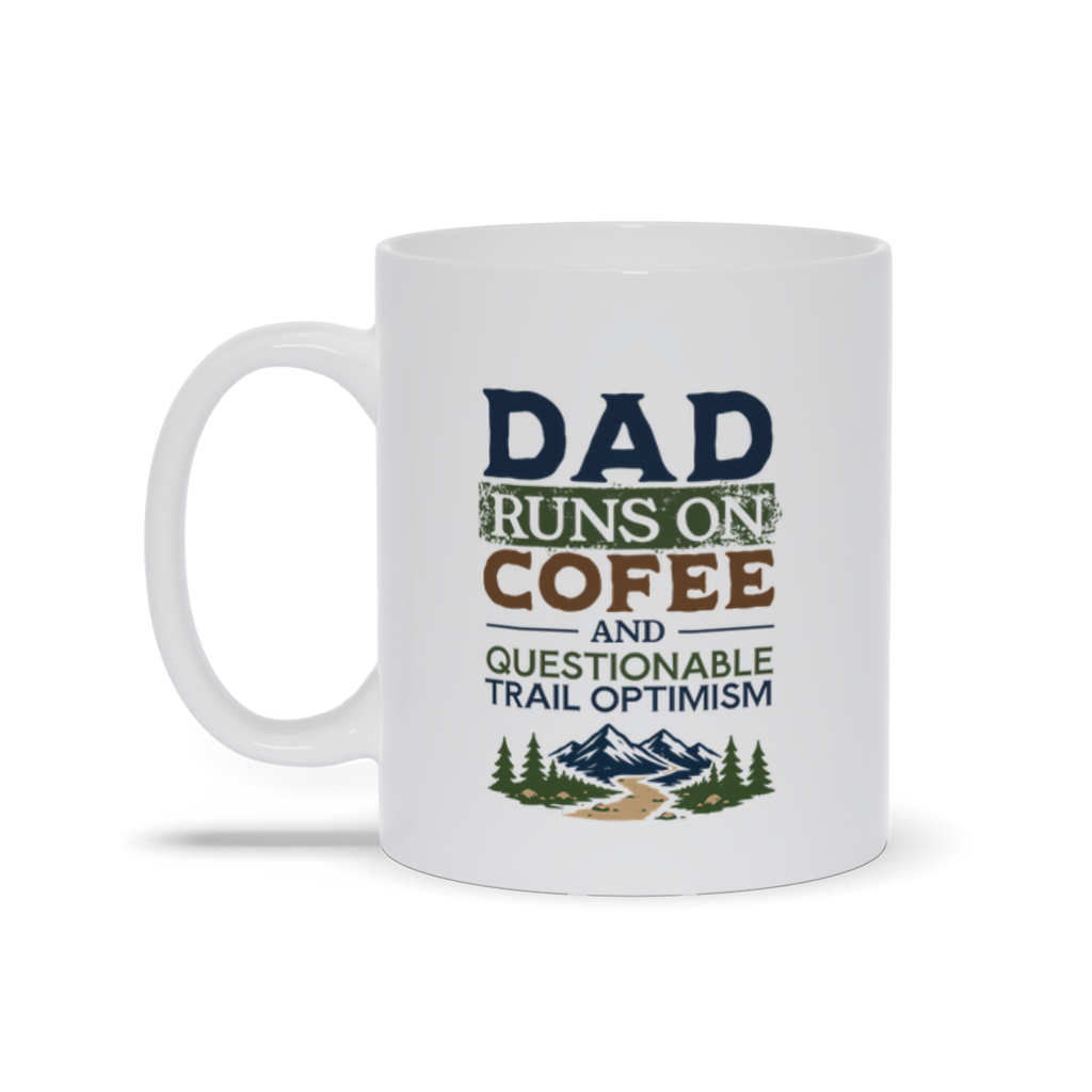 Dad Runs On Coffee And Questionable Trail Optimism | Funny Father'S Day Coffee Mug | Pnw Dad - White Mugs - Image 4