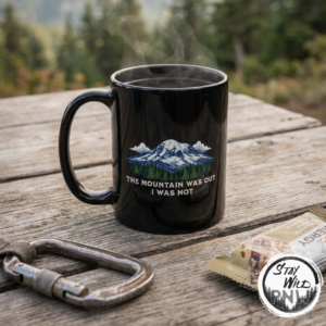 The Mountain Was Out Mug | Funny PNW Coffee Cup | Ceramic Adventure Humor – Black Mugs