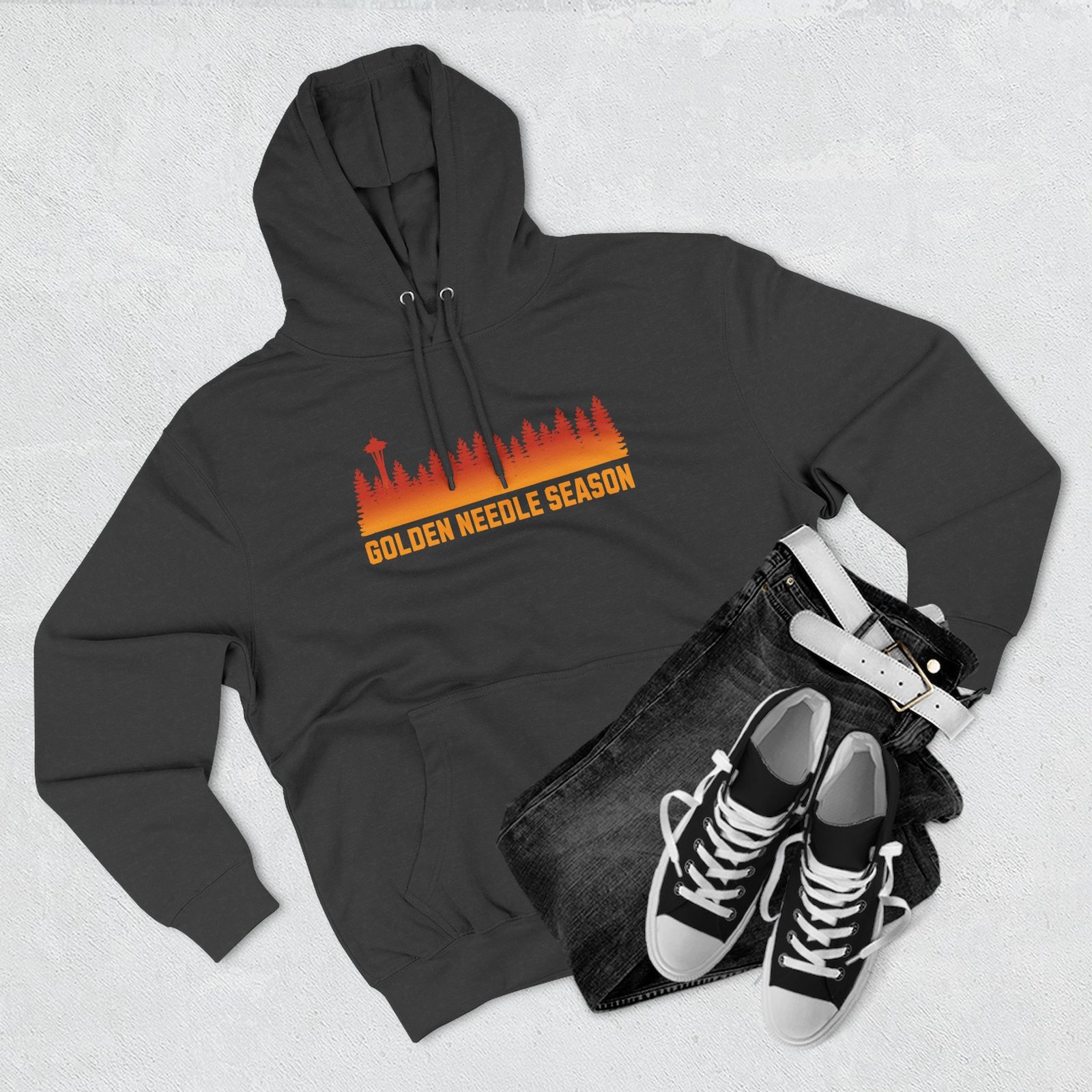 Golden Needle Season | PNW Larch Hiking Sweatshirt | Fall Trail Humor - Hoodie - Image 4
