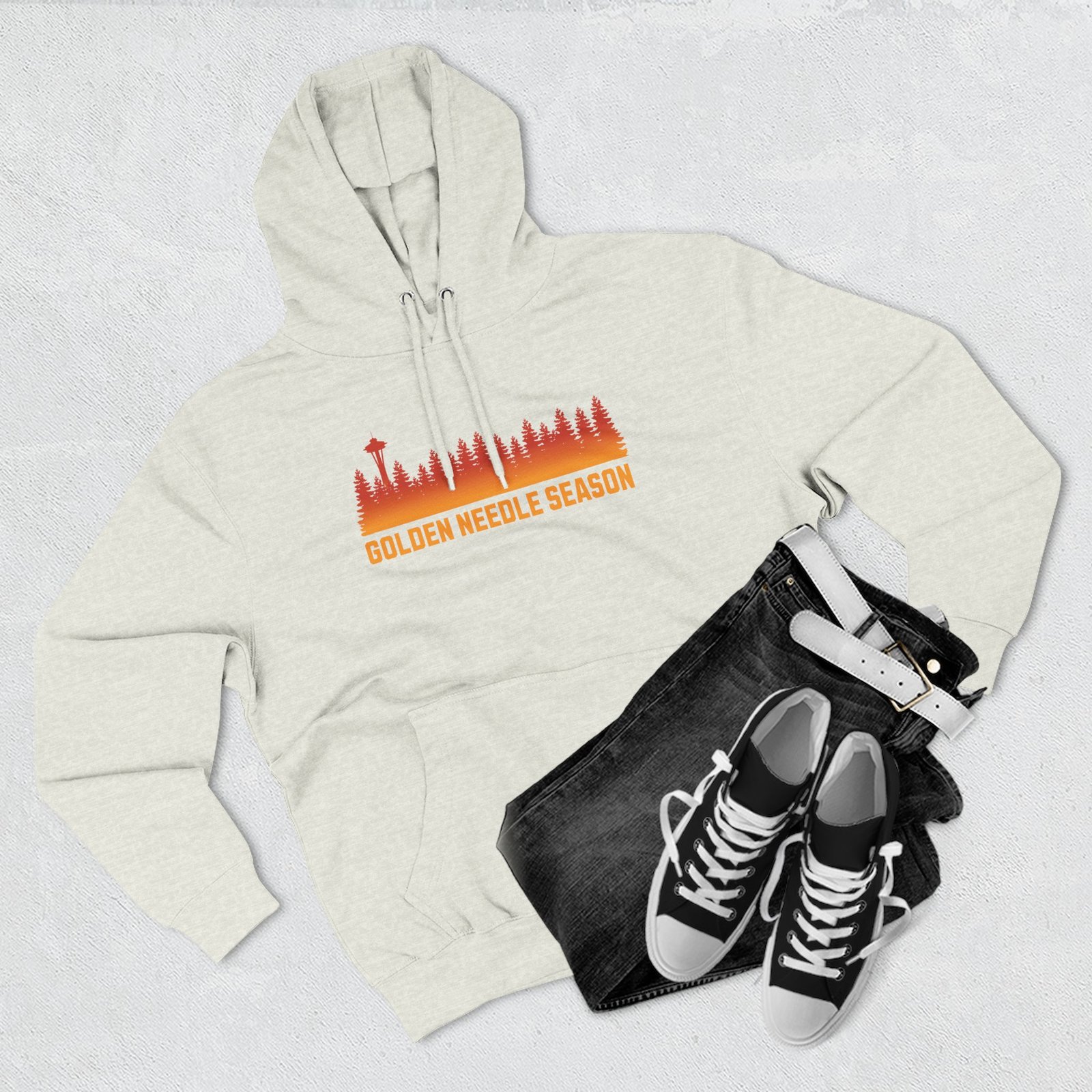 Golden Needle Season | PNW Larch Hiking Sweatshirt | Fall Trail Humor - Hoodie - Image 2
