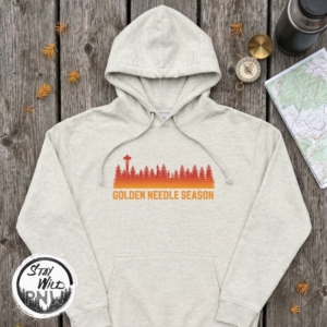 Golden Needle Season | PNW Larch Hiking Sweatshirt | Fall Trail Humor – Hoodie