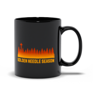 Golden Needle Season | PNW Larch Hiking Coffee Cup | Black Ceramic – Black Mugs